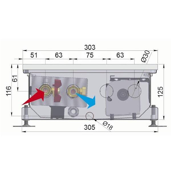 Внутрипольный конвектор длиной 1,1 м - 1,5 м Minib COIL-KO 1250