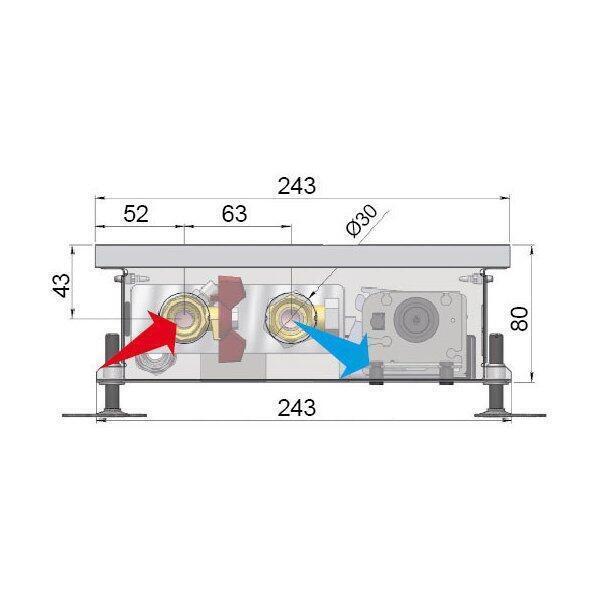 Внутрипольный конвектор длиной 2,1 м - 3 м Minib COIL-T80 2500