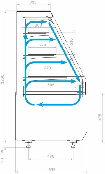 Витрина холодильная напольная ПОЛЮС KC70 VM 0,6-2 STANDARD открытая (версия 2.0) (9005)