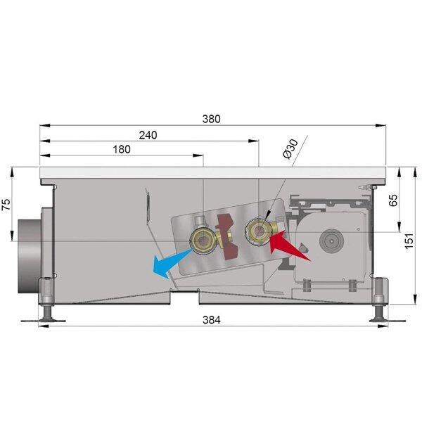 Внутрипольный конвектор длиной 1,1 м - 1,5 м Minib COIL-KT2 1250