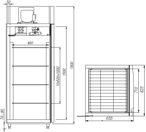 Шкаф холодильный ПОЛЮС R560 Carboma INOX