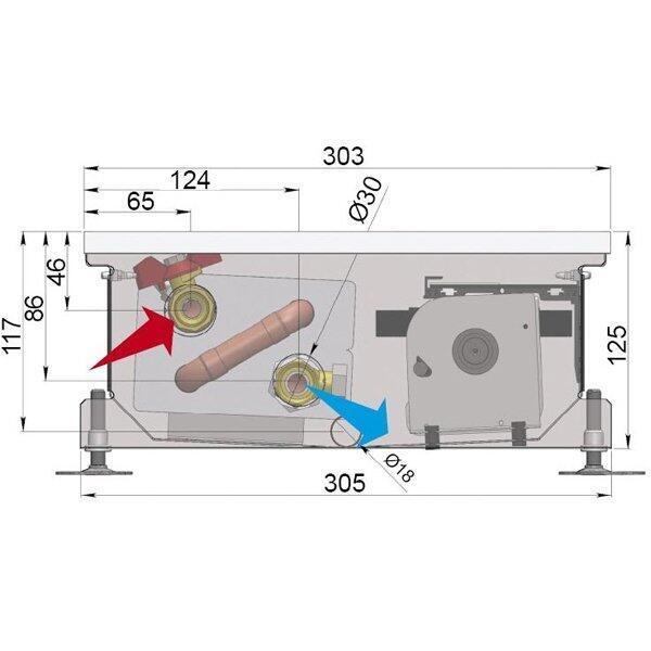 Внутрипольный конвектор длиной 1,1 м - 1,5 м Minib COIL-MO 1500