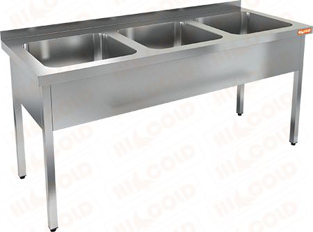 Ванна моечная цельнотянутая трехсекционная  HICOLD  НСО3М-18/7Б
