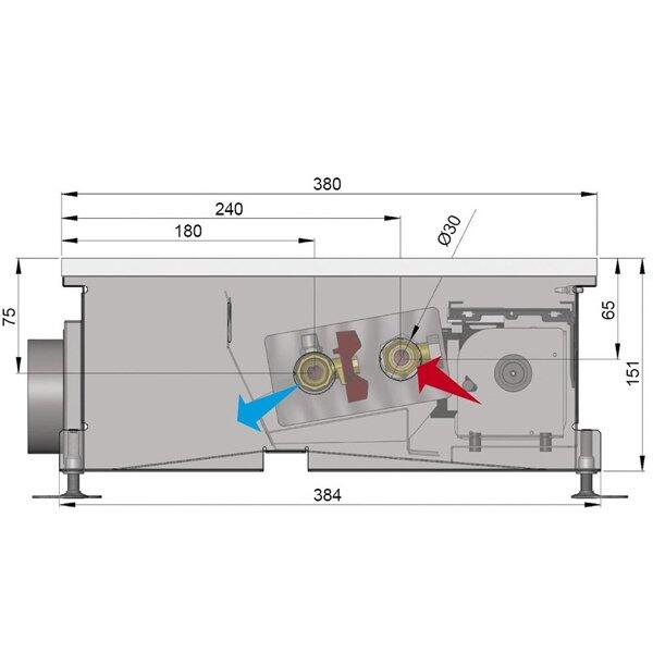 Внутрипольный конвектор длиной 1,1 м - 1,5 м Minib COIL-KT2 1500