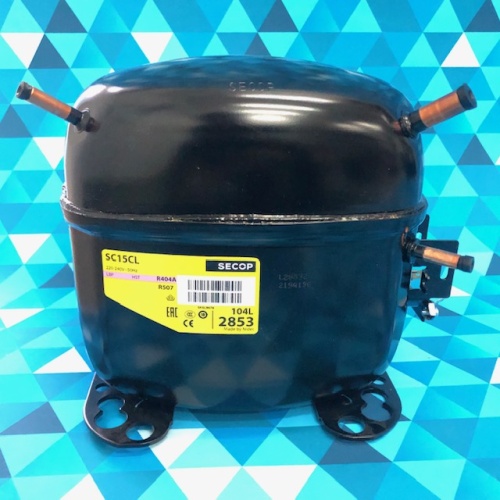 Компрессор SECOP (LBP) (104L2853) SC15CL  (R404A/R507, 697Вт/-23.3C*, ASHRAE, 15,28см3)