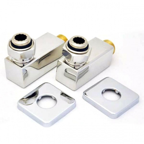 Комплект уголков квадратных с накидной гайкой Grota 1/2"x3/4" полированные