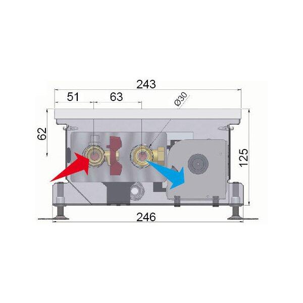 Внутрипольный конвектор длиной 1,1 м - 1,5 м Minib COIL-KT3  1500