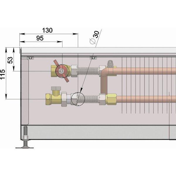 Внутрипольный конвектор длиной 2,1 м - 3 м Minib COIL-PMW205 2250