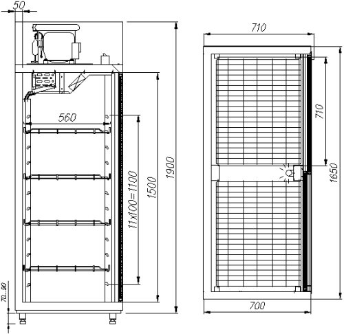 Шкаф холодильный ПОЛЮС R1400К Сarboma INOX