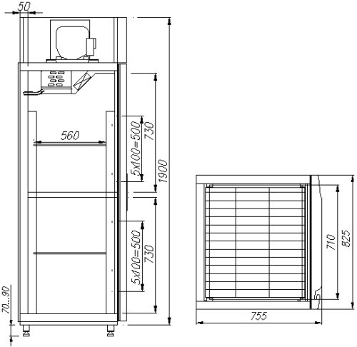Шкаф комбинированный ПОЛЮС RF700 Сarboma INOX