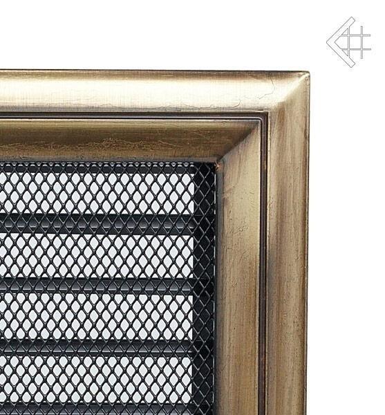Вентиляционная решетка для камина Kratki 22х22 Оскар латунь с жалюзи 22OX