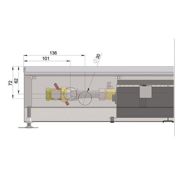 Внутрипольный конвектор длиной 1,6 м - 2 м Minib COIL-KT 1750