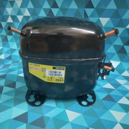 Компрессор SECOP (MBP) (104L2896) SC15MLX (R404A/R507, 762Вт/-23.3C*, 2371Вт/+7.2C*, ASHRAE, 15,28см