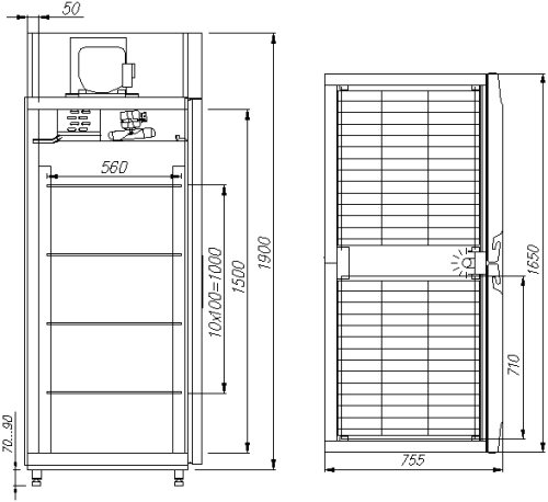 Шкаф холодильный ПОЛЮС R1400 Carboma INOX