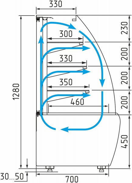 Витрина холодильная напольная ПОЛЮС K70 VM 0,6-2 STANDARD 9006-9005 (открытая)+Ночная шторка (0,6) комплект