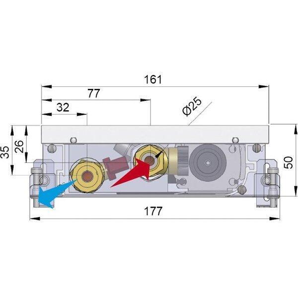 Внутрипольный конвектор длиной 1,6 м - 2 м Minib COIL-T50 1750