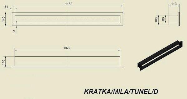 Вентиляционная решетка для камина Kratki Mila тунель 140х1132 KRATKA/MILA/TUNEL/D