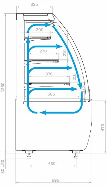 Витрина холодильная напольная ПОЛЮС K70 VM 1,3-2 STANDARD открытая (версия 2.0) (9005-0109)
