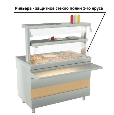 Ривьера - защитное стекло полки 1-го яруса ( 755мм)