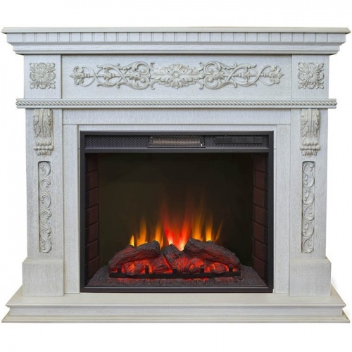 Изящный электрокамин со звуковым эффектом Real-Flame Estella 25,5/26 WT с очагом Sparta 25,5 LED