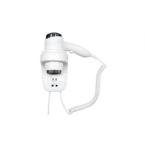 Настенный фен Nofer HOTELline белый с розеткой 1800-2200 W