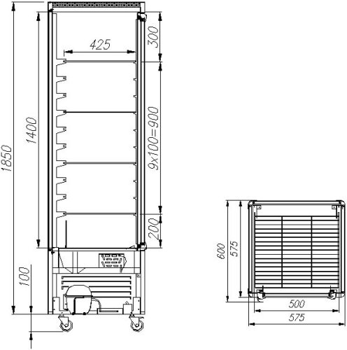 Витрина холодильная напольная ПОЛЮС D4 VM 400-1 (R400С) (цвет по схеме) RAL9003