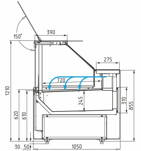 Витрина холодильная напольная ПОЛЮС GC111 SM 1,25-1 (газлифт) (1010 (Мариель))