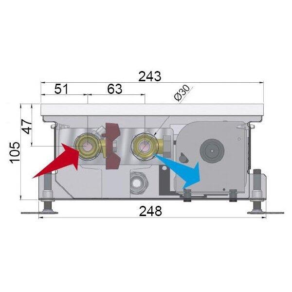 Внутрипольный конвектор длиной 1,1 м - 1,5 м Minib COIL-KT3 105 1500