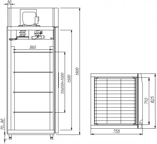 Шкаф холодильный ПОЛЮС R700 Сarboma INOX