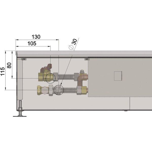 Внутрипольный конвектор длиной 1,6 м - 2 м Minib COIL-PT300 2000