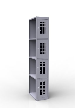 Шкаф металлический для сумок ШР-14 L300 300/500/1850 перфорированные двери.  доп. секция