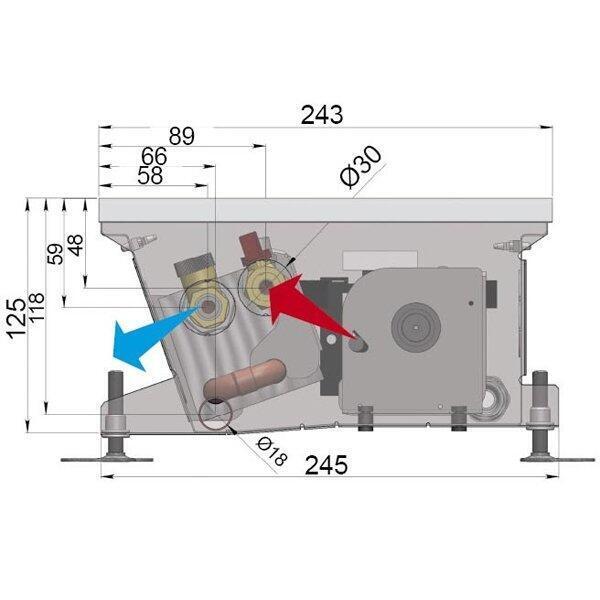 Внутрипольный конвектор длиной 1,1 м - 1,5 м Minib COIL-HC 1250