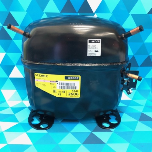 Компрессор SECOP (MBP) (104L2606) SC12MLX (R404A/R507, 584Вт/-23.3C*, 1873Вт/+7.2C*, ASHRAE, 12,87см