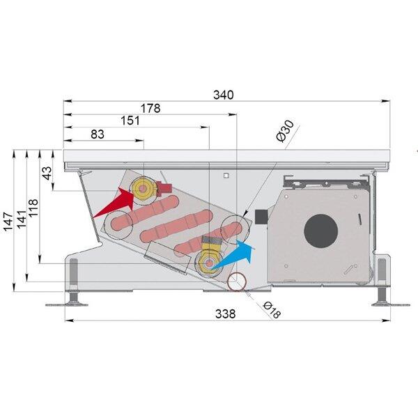Внутрипольный конвектор длиной 1,6 м - 2 м Minib COIL-HCM 2000