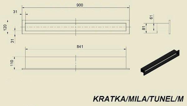 Вентиляционная решетка для камина Kratki Mila тунель 120х900 KRATKA/MILA/TUNEL/M
