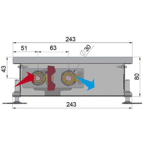 Внутрипольный конвектор длиной 1,1 м - 1,5 м Minib COIL-P80 1250