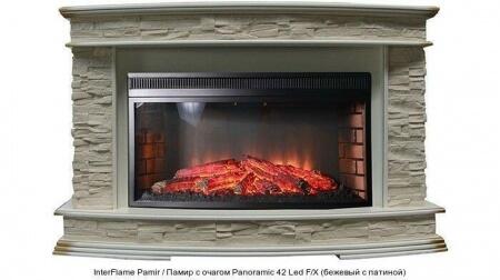 Каменный камин (портал+очаг) InterFlame Pamir / Памир с очагом Panoramic 42 Led F/X