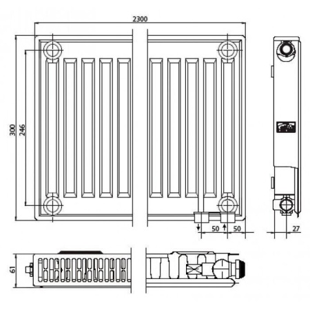 Стальной панельный радиатор Тип 11 Kermi FTV(FKV) 11 500x800
