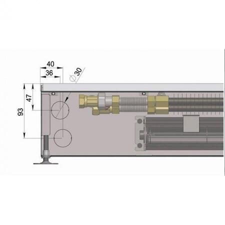 Внутрипольный конвектор длиной 1,1 м - 1,5 м Minib COIL-KT0 1250