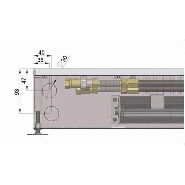 Внутрипольный конвектор длиной 1,1 м - 1,5 м Minib COIL-KT0 1250