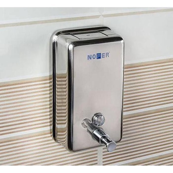 Дозатор жидкого мыла Nofer INOX с пластиком внутри 1200 мл глянец