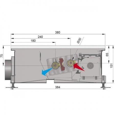 Внутрипольный конвектор длиной 1,1 м - 1,5 м Minib COIL-KT2 1250