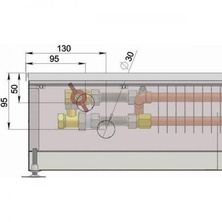 Внутрипольный конвектор длиной 1,6 м - 2 м Minib COIL-PMW165 2000