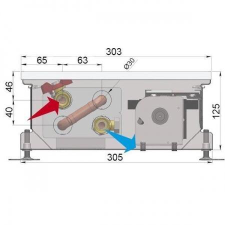 Внутрипольный конвектор длиной 2,1 м - 3 м Minib COIL-MT 2250