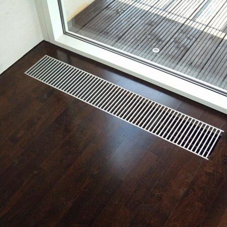 Внутрипольный конвектор длиной 1,1 м - 1,5 м КЗТО Бриз 300x120x1500