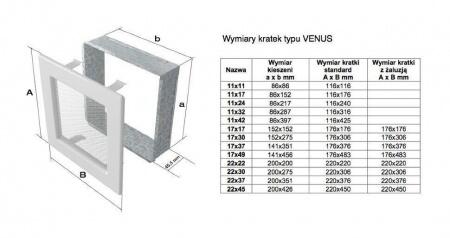 Вентиляционная решетка для камина Kratki 11x17 Venus белая 117VB