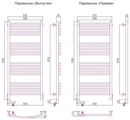 Электрический полотенцесушитель лесенка Сунержа Богема 2.0 1200х500