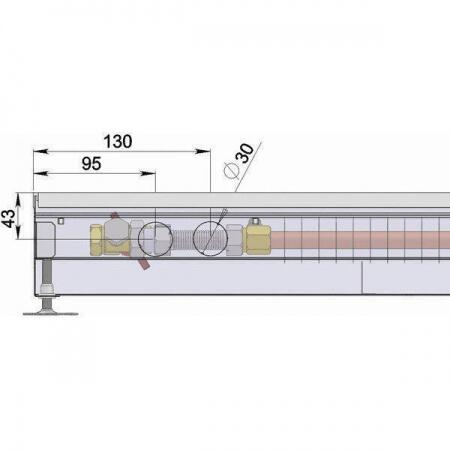 Внутрипольный конвектор длиной 1,1 м - 1,5 м Minib COIL-PMW90 1250