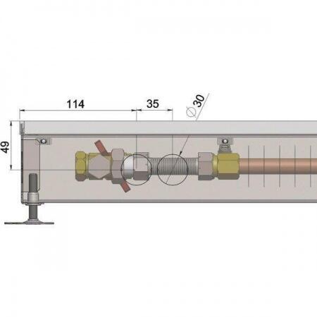 Внутрипольный конвектор длиной 1,6 м - 2 м Minib COIL-PT80 2000