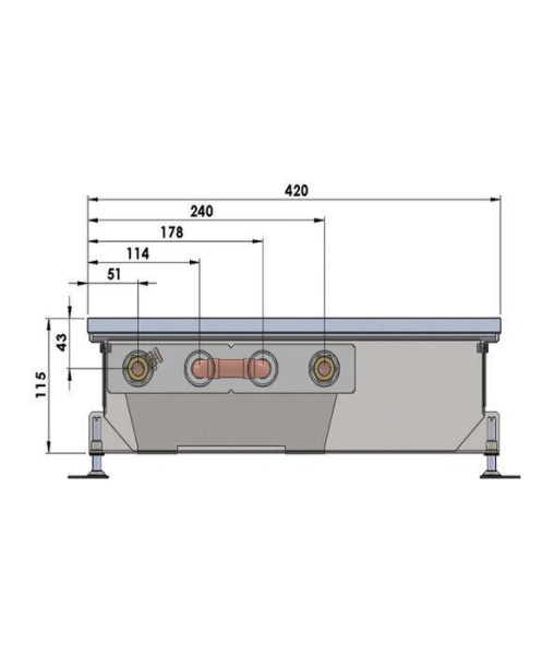 Внутрипольный конвектор длиной 1,1 м - 1,5 м Minib COIL-PMW115 1250